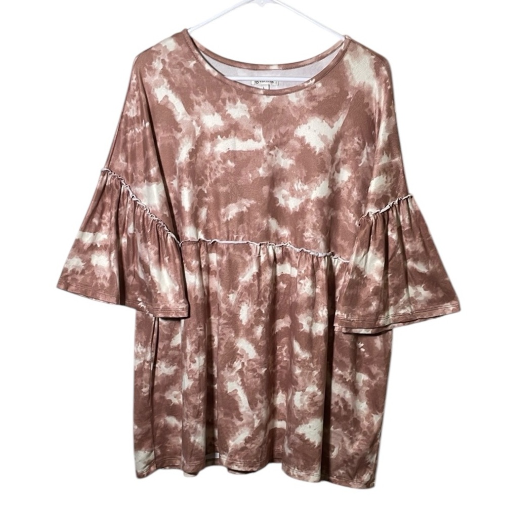 Versona Pink And White Tie Dye Short Sleeve Shirt